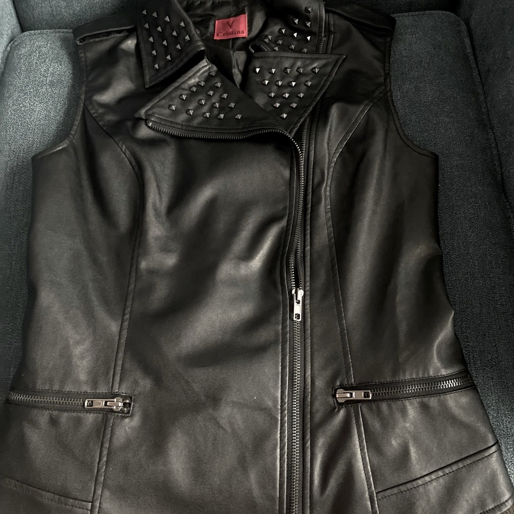 1990’s Vest Studded faux leather Sexy Biker Vibe - Picture 1 of 7